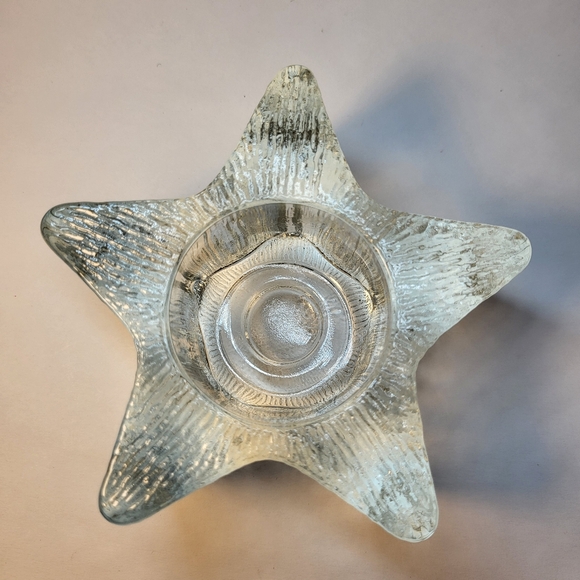 Avon Star Shape CANDLE HOLDER Starbright Textured Heavy Glass Tea Light Votive - Picture 2 of 12
